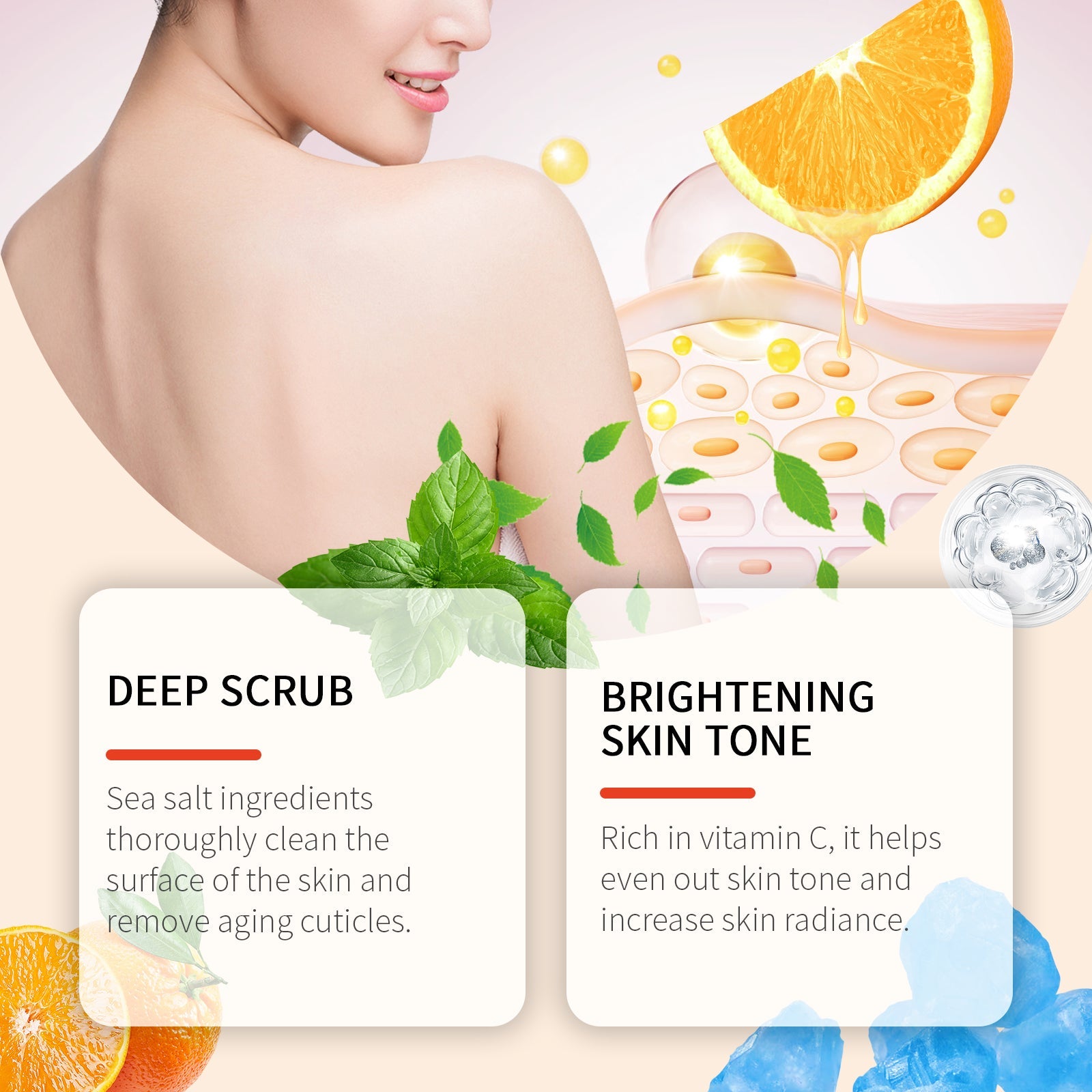 Orange Vitamin C Body Scrub Exfoliating Nourishing Skin Care