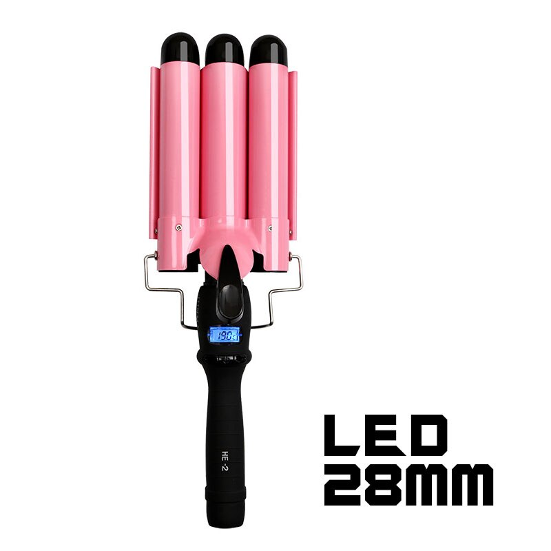 LED Ceramic Triple Barrel Hair Curling Iron Waver