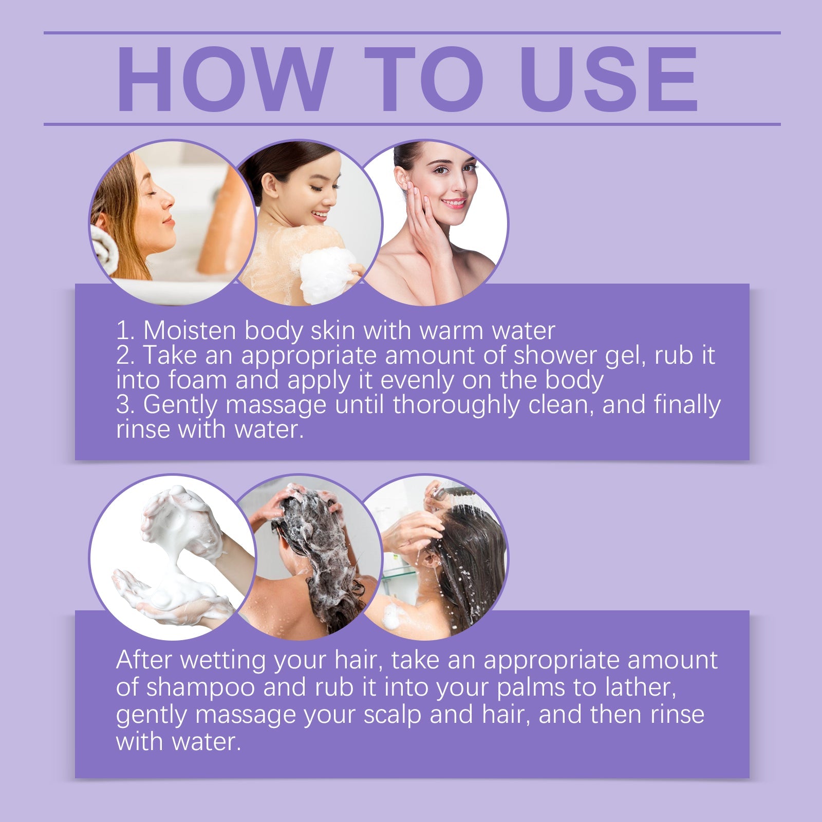 Lavender Shampoo Shower Set Moisturizing Body Scalp Care