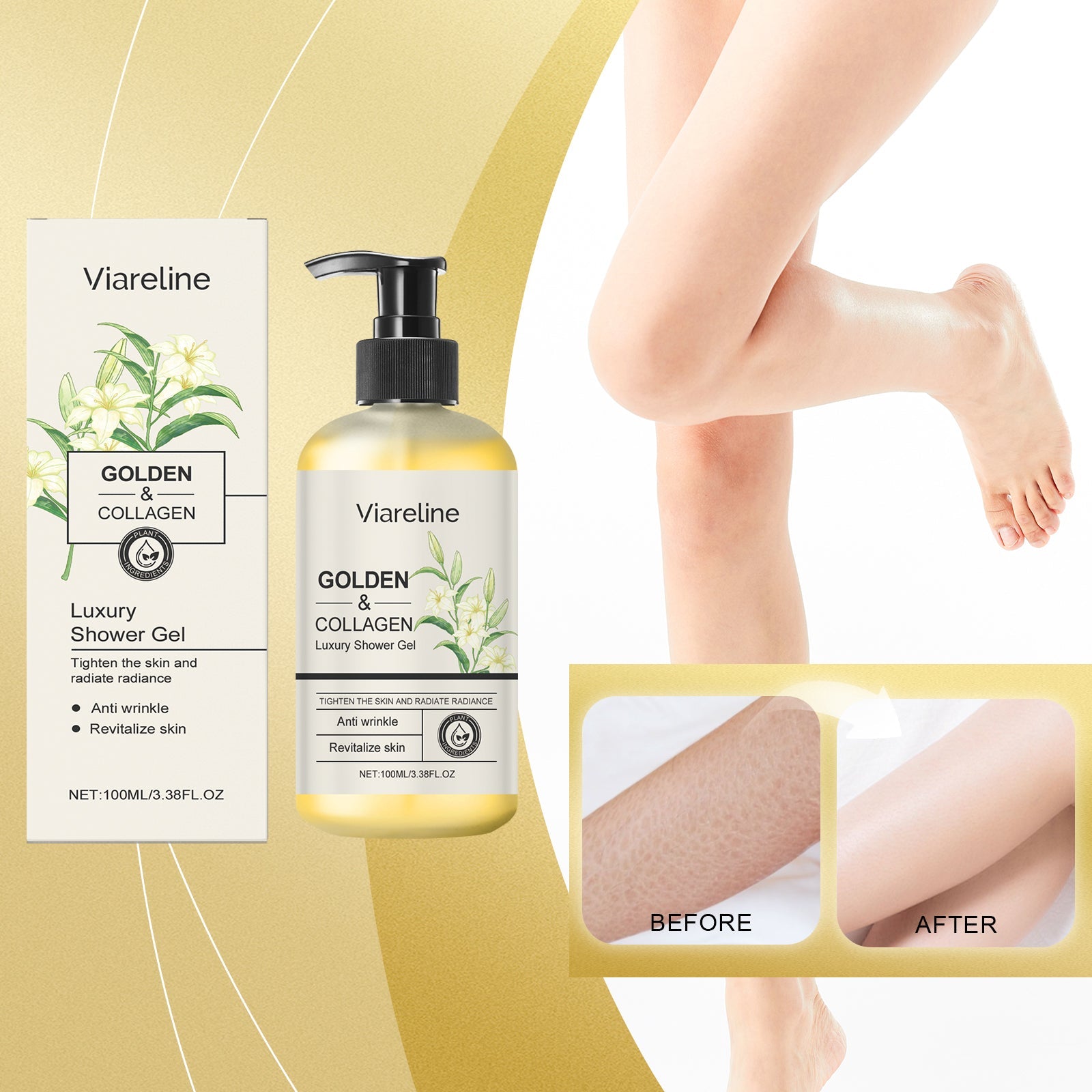 Gold Collagen Shower Gel Moisturizing Nourishing Body Cleanser