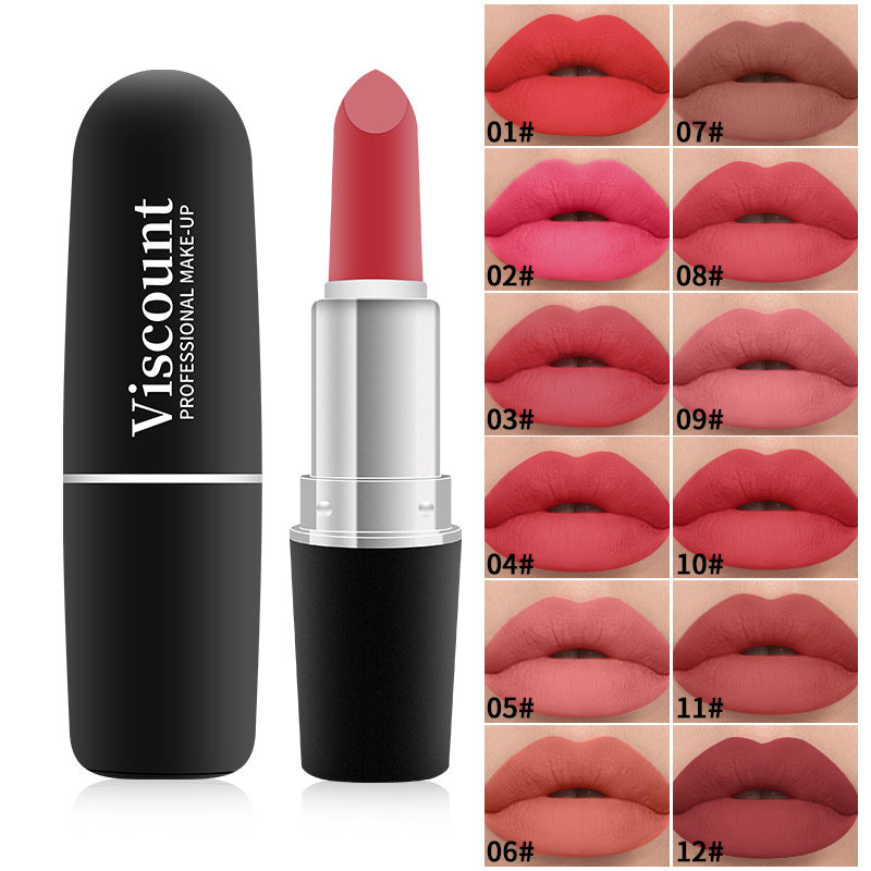 Frosted Bullet Matte White Lipstick 12 Color Moisturizing