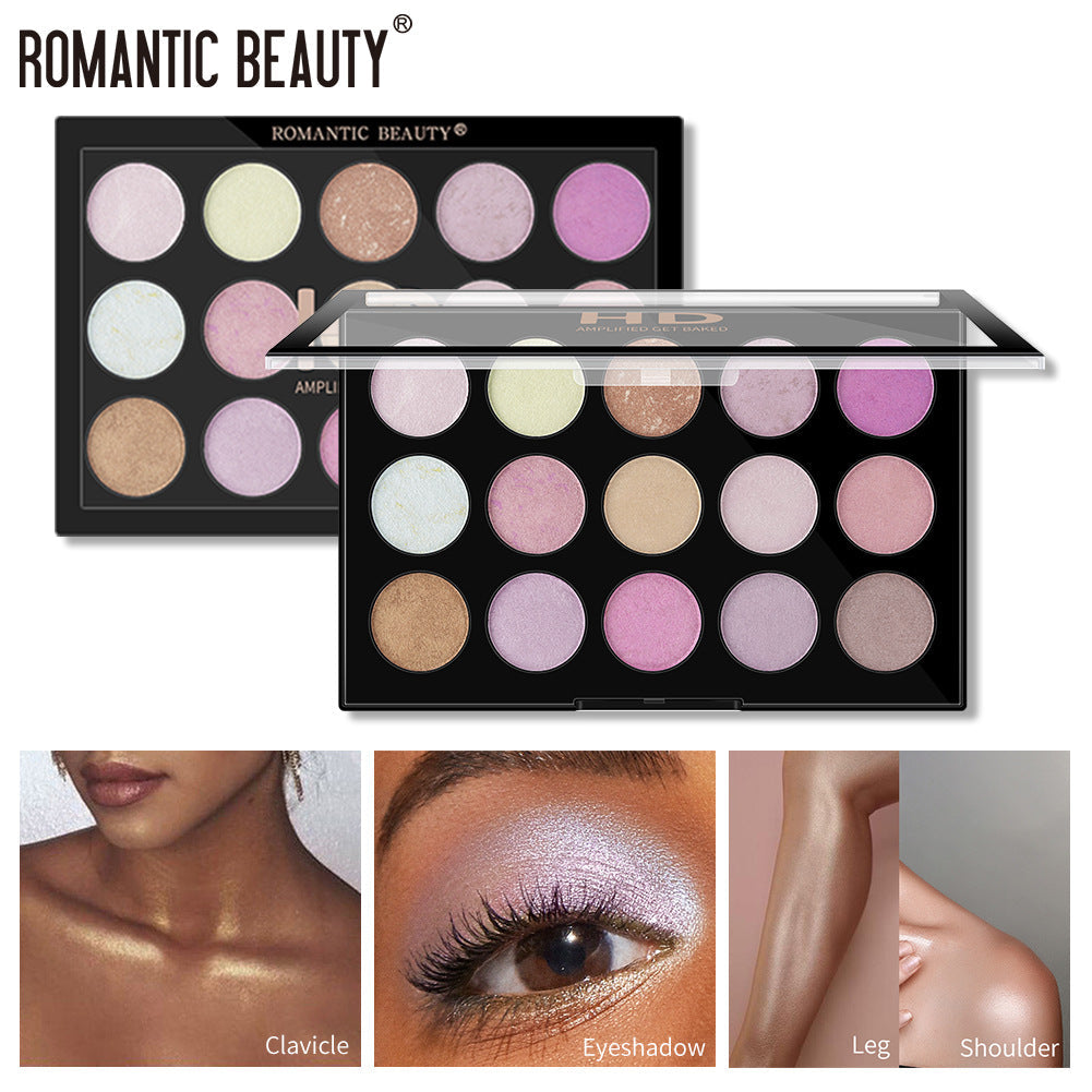 15 Color Pearl Highlighter Eyeshadow Makeup Palette Set